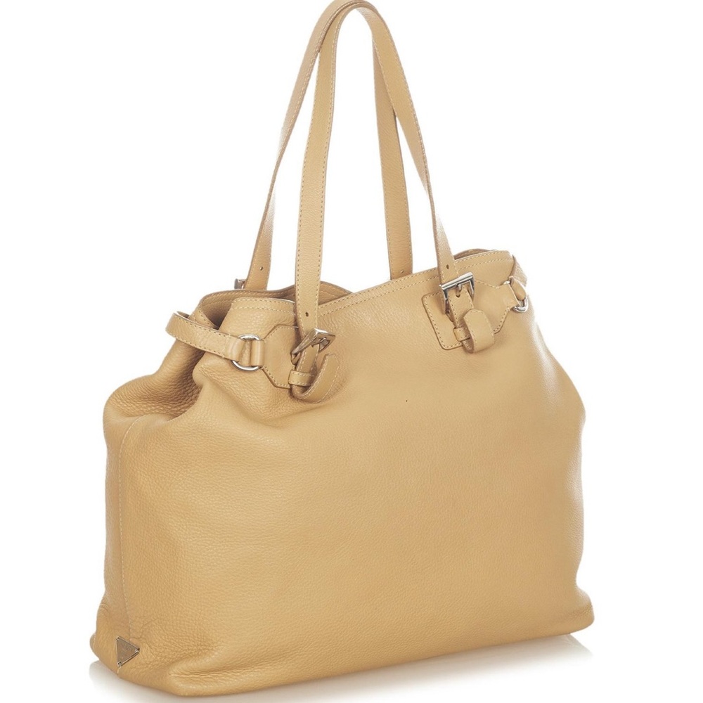 Prada Brown Vitello Daino Tote Bag Beige - Picture 10 of 11